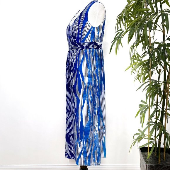 Chico's Blue White Geometric Slimming Tie Dye Maxi - Picture 3 of 12